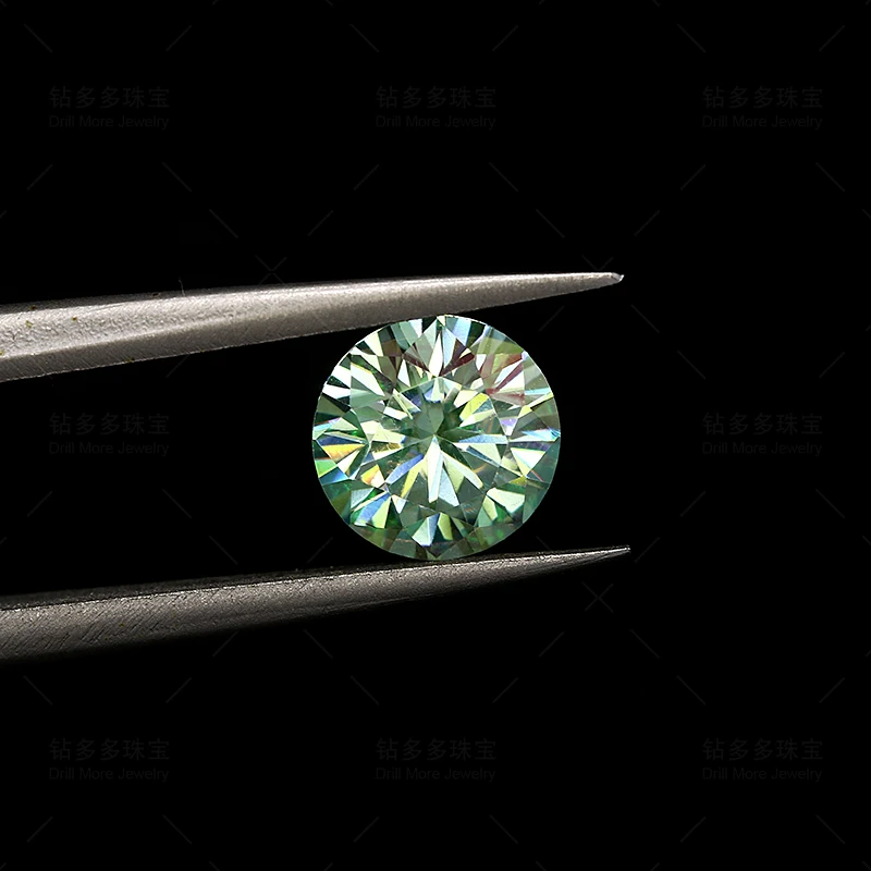 Moissanite pietra sciolta verde 6.5mm un carato rotondo classico diamante rotondo forza di taglio fornitura diretta in fabbrica all'ingrosso