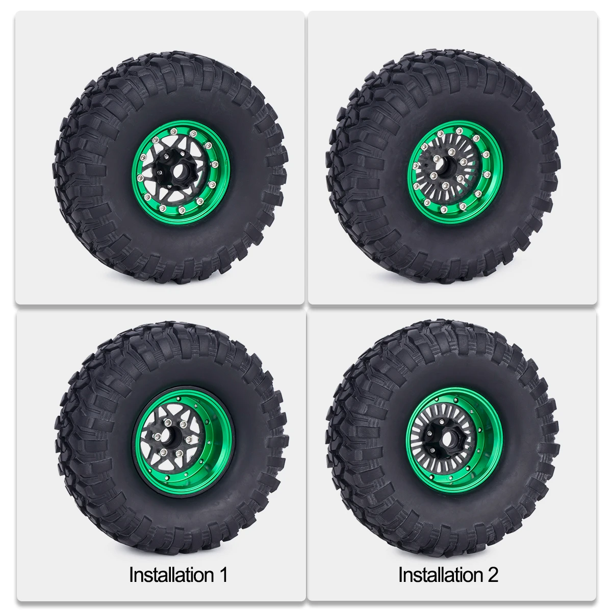 6061 Aluminum Alloy 1.9 Inch Beadlock Wheels Adjustable Offset Rim Hub for 1/10 RC Crawler Car Axial SCX10 D90 TRX4 TRX6