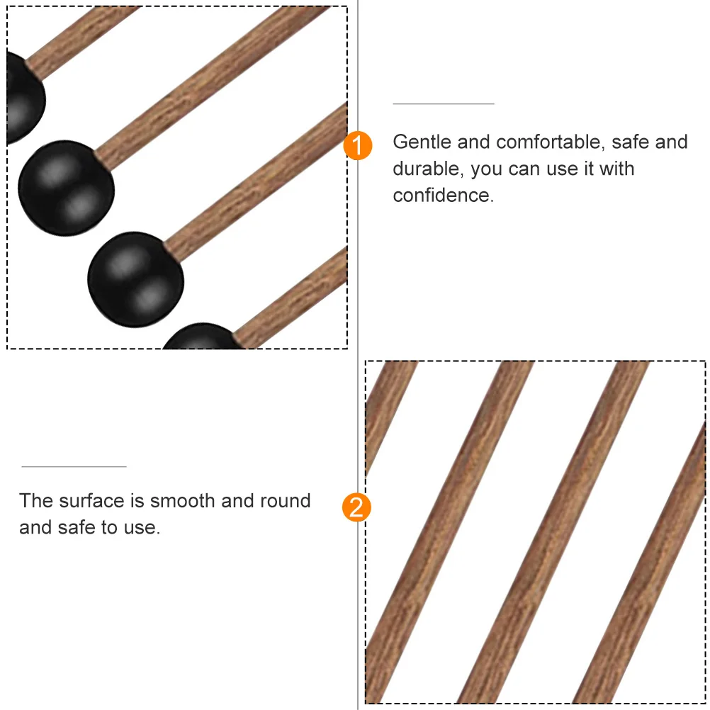 

4Pcs Ethereal Drum Mallets Wooden Drumsticks Drum Accessory for Xylophone Tongue Drum Practice and Performance