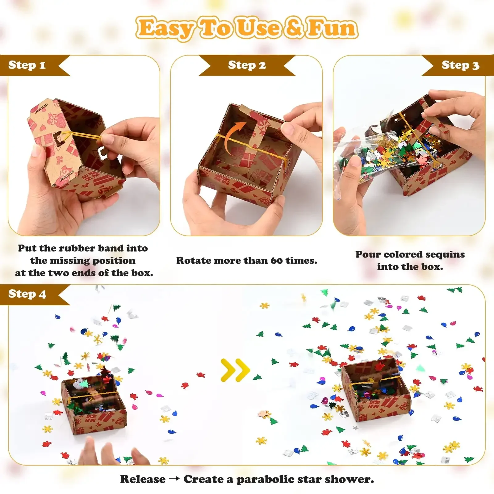 Confetti Surprise Box, Christmas Themed Party Kit - Kids' Birthday Gift & Christmas Present for Ages 4+