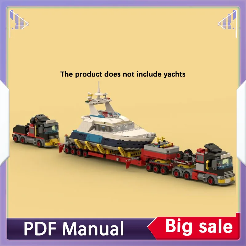 852P Special Transport Yacht Transporter Building Blocks City Transportation Engineering Transport Vehicle Model Toys MOC-158055