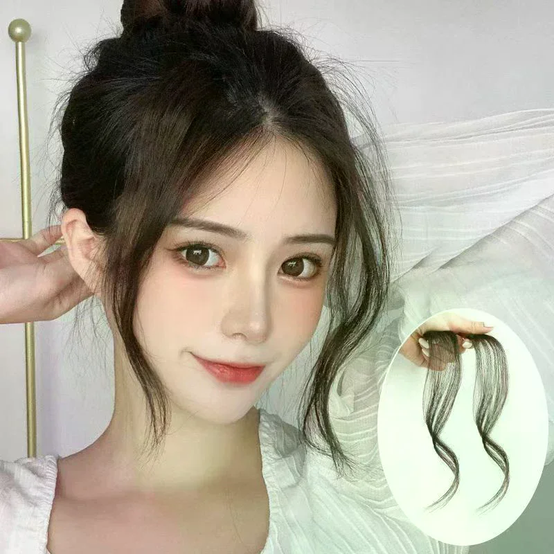 /YOV/3DAir Bangs Hair Clip-In Bangs Extension Fake Fringe Natural False Bang Topper Hairpiece Invisible Clourse Bang Synthetic