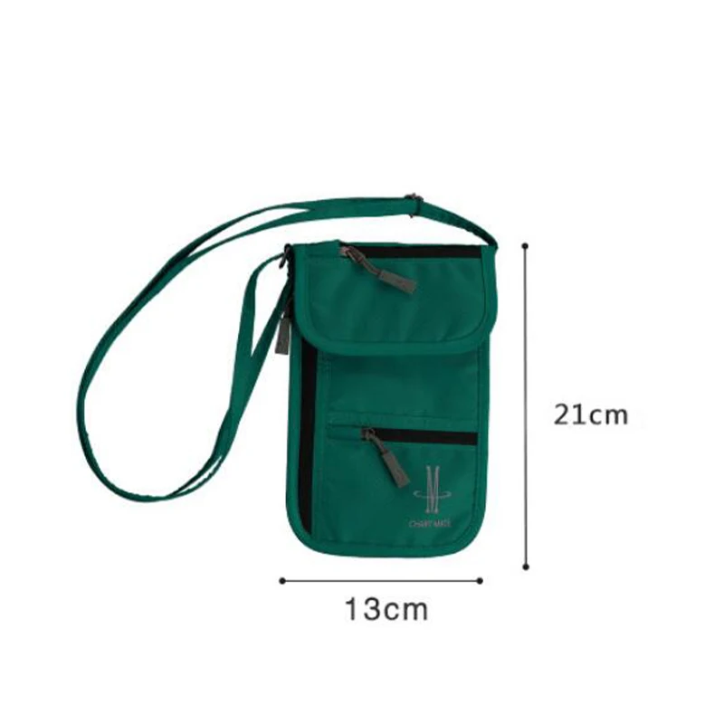 Bolsa de almacenamiento portátil de nailon para documentos de viaje, cartera para el cuello, dinero, pasaporte, 1 piezas