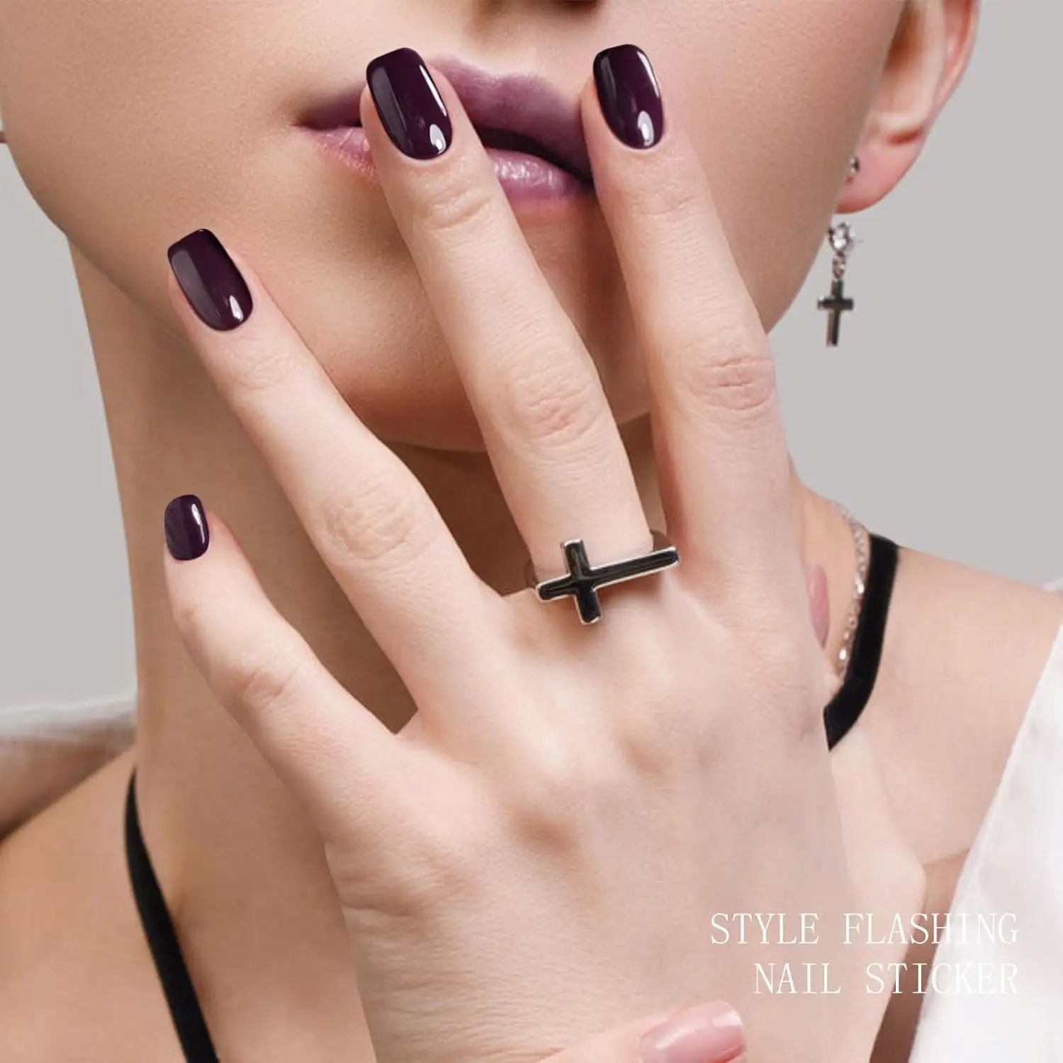 ملصقات أظافر جل باللون الأحمر الخمري والأرجواني شبه معالجة شرائط أظافر جل يلتف بالأشعة فوق البنفسجية/LED تصميم فني للأظافر وإكسسوارات الديكور