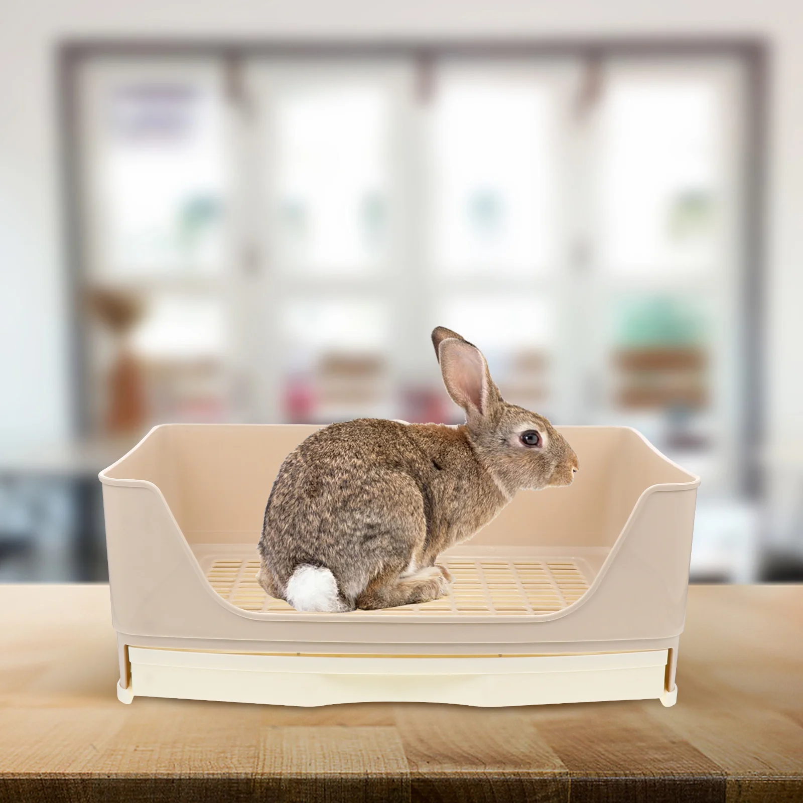 Litter Boxes Rabbit Toilet Pet Tray Guinea Pig Bunny Potty Small Basin Beige Little Pee