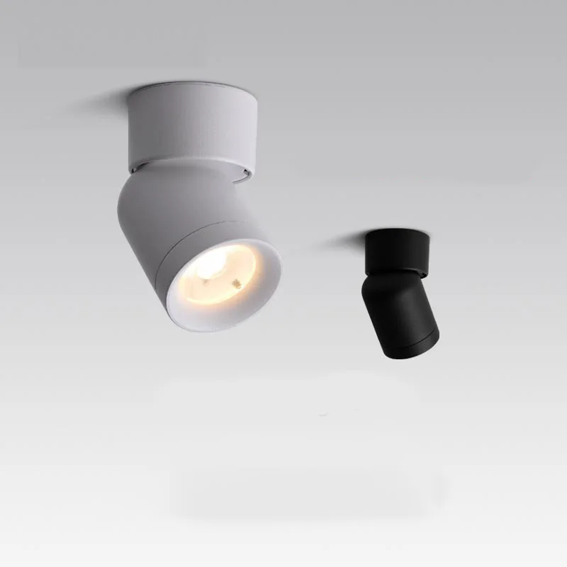 LED Ceiling Light Surface Mount 360 Degrees Round Curve Rotation Lamp Cylinder Creative 7W Spot Light Adjustable Angle Downlight