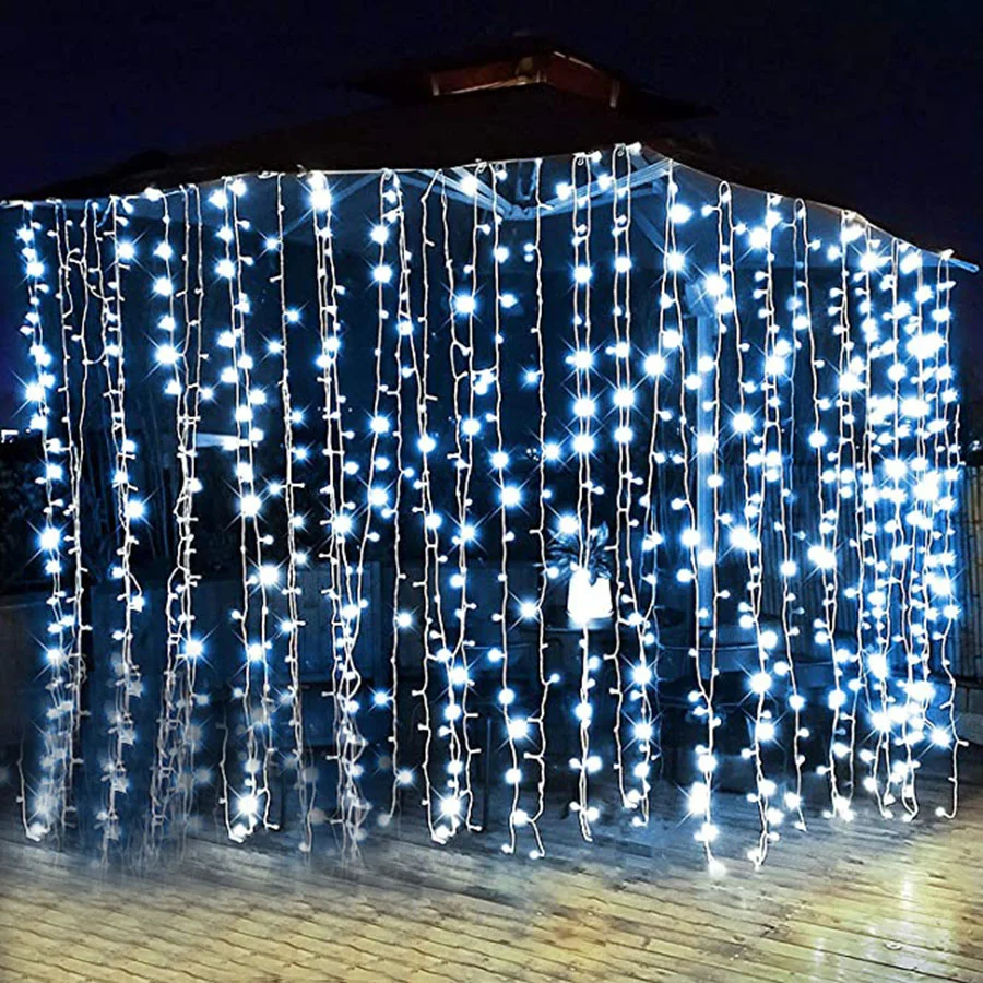 3*3M 3*2M LED Curtain Fairy String Lights 8 Modes Waterfall Christmas Garden Lights Garland Outdoor Holiday Wedding Icicle Lamp