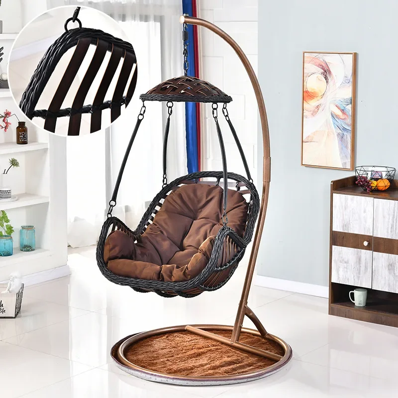 Basket rattan chair net  hanging chair lazy hammock rattan swing balcony outdoor home leisure villa