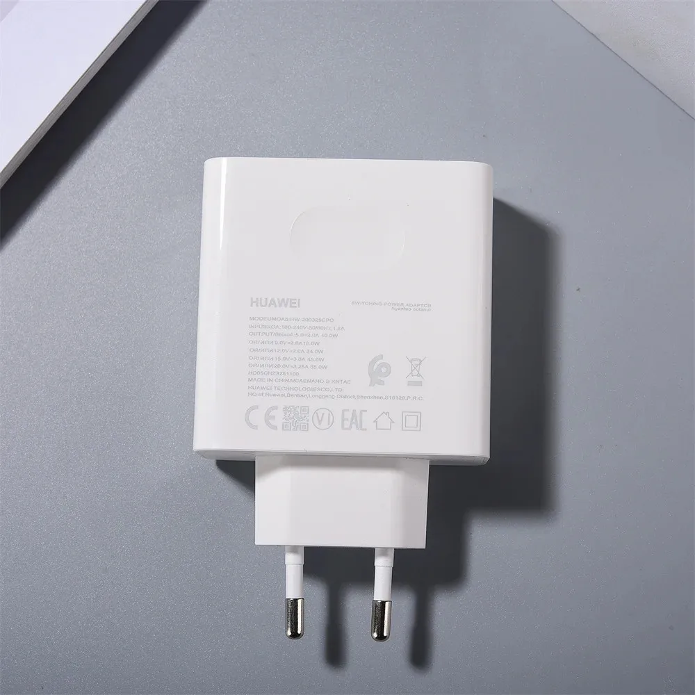 HUAWEI Matebook 16 D16 15 GT 14 13 XS X Pro E Charger 65W PD Fast Charge EU Power Adapter + 1M/1.5M/2M 6A Usb C To Type C Cable