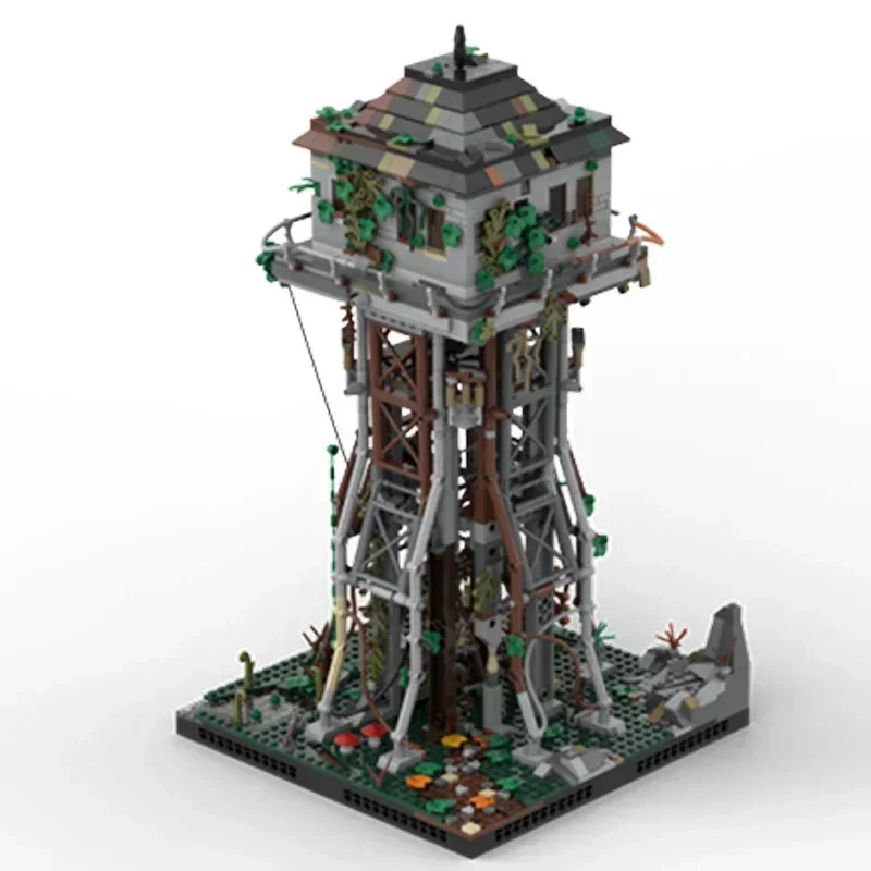 Moc Building Blocks Modular Street View ทิ้ง Watchtower การวิเคราะห์อิฐ DIY ประกอบของเล่นก่อสร้างสําหรับวันหยุดเด็ก