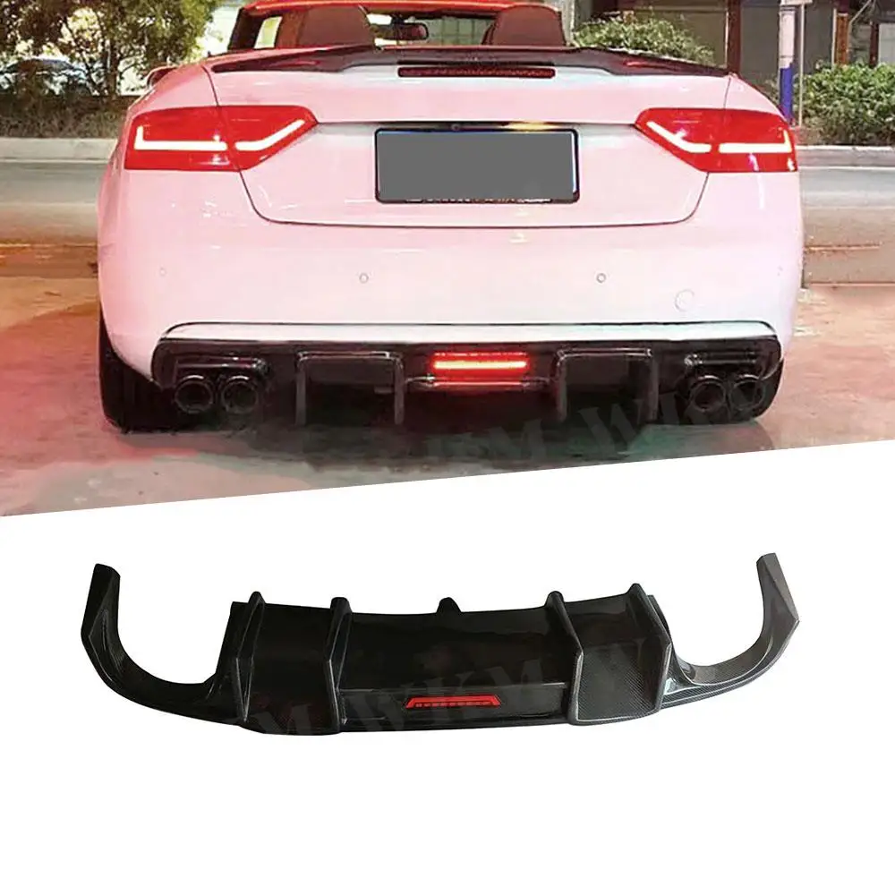 

Rear Diffuser Bumper Lip Splitters Spoiler Cover With Led Light for Audi A5 Standard 2012-2016 Carbon Fiber Car Accessories