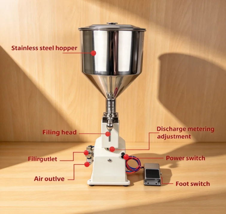 Liquid Filling Machine Full Pneumatic Cream Beverage Paste Quantitative High Precision Filler For Bottle Jar A02
