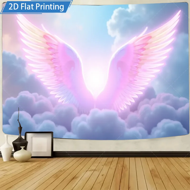 

1шт настенный гобелен Крылья ангела облачный пейзаж настенный гобелен-мечтательный пастельный декор неба
