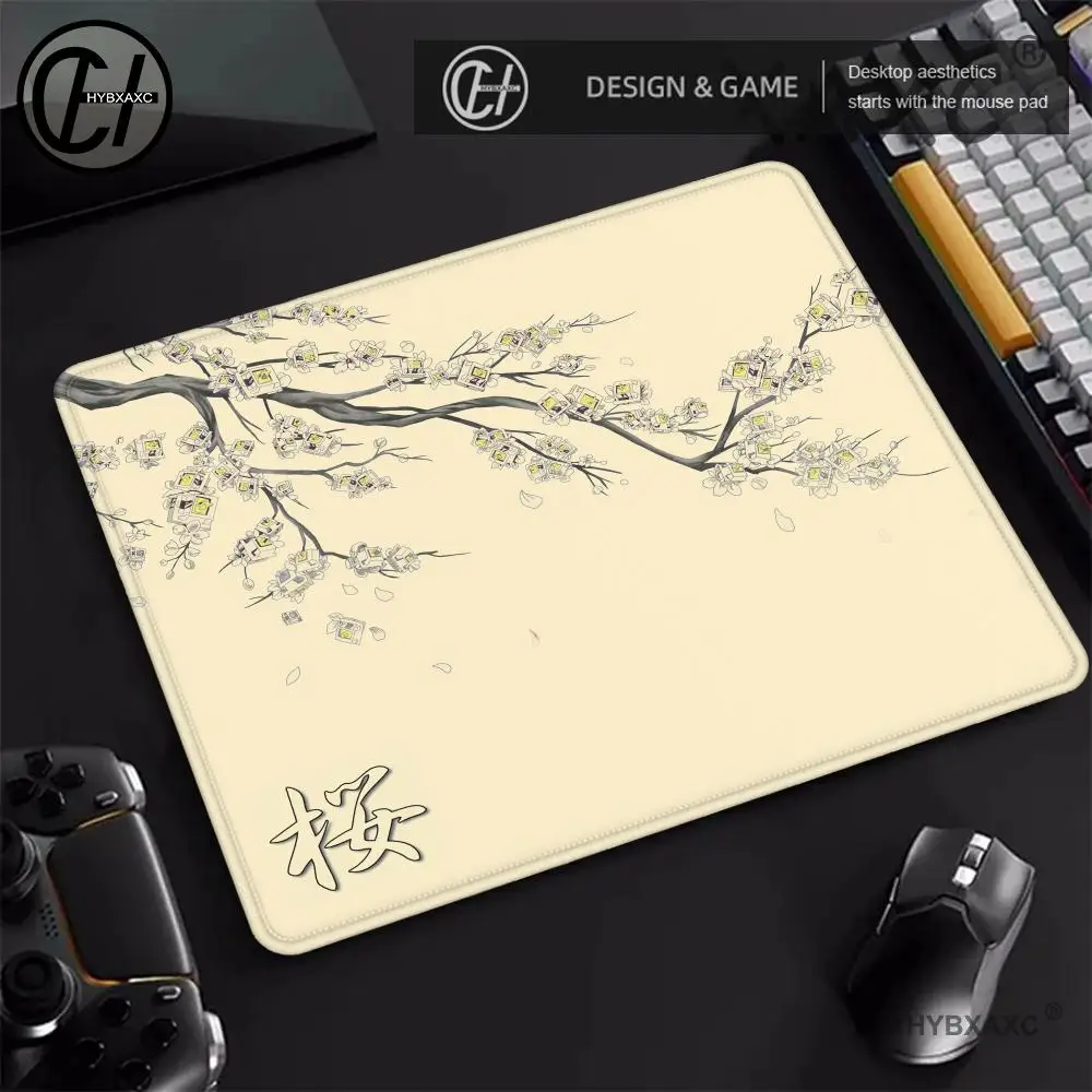 

HYBXAXC Mousepad Computer New DeskMat Cartoon Natural Rubber Art Pink Cherry Blossom Sakura Decoration Carpet keyboard pad