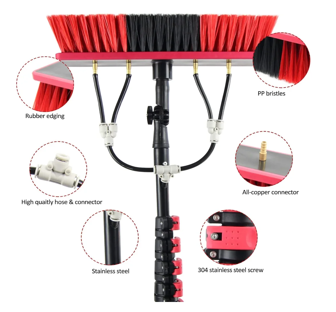 Factory Direct-sale High-altitude Carbon Fiber Telescopic Pole Photovoltaic Panel Cleaning Brush Solar Cleaning Equipment
