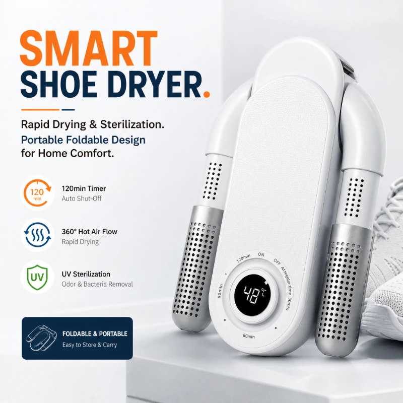 Foldable Shoe Dryer Digital Timer Home Deodorizer Sterilization Fast Drying