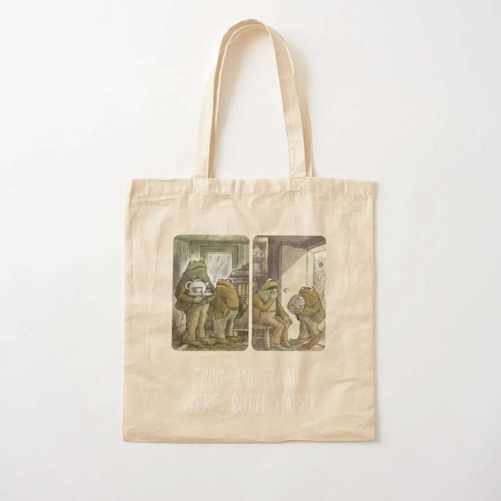 Frog and Toad Were Both Happy Tote Bag canvas tote bag bag for beach Canvas Tote