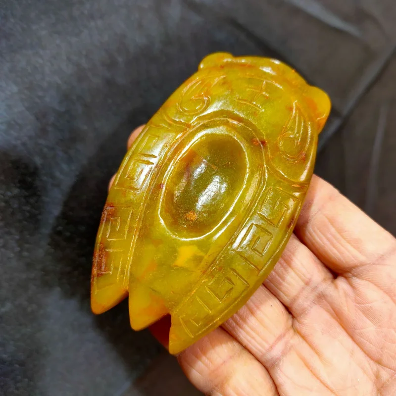 Antique Miscellaneous Items Imitation Vintage Crafts Xiu Jade Carving Jade Golden Cicada Jade Insect Inkstone One Shout to Succe