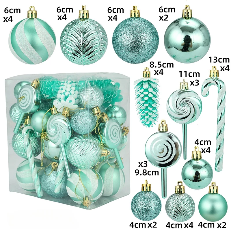 36/40/60pcs Christmas Balls Set Special-shaped Xmas Decorative Hanging Ornaments Party Christmas Spheres Pendant Red Gold Blue