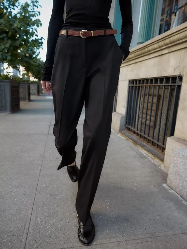 

Модные повседневные прямые брюки Sweet Ele с поясом, новинка зимы 2025, женская одежда 275324