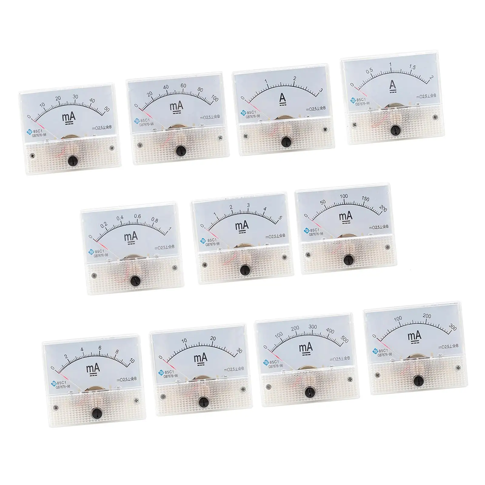 85C1 Pointer DC Analog MA Meter Current Panel Meter Amperemeter High Precision Measuring Range 0-500mA
