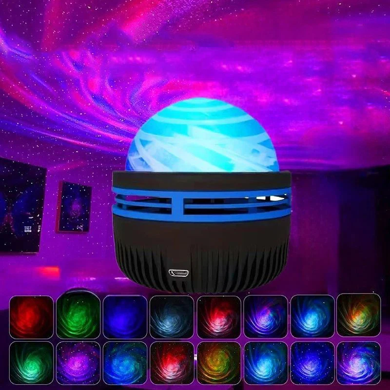 Nachtlampje LED Galaxy Night Light RGB Star Swirl Projection Remote Control Colorful Lamp for Kids Bedroom Living Room Party