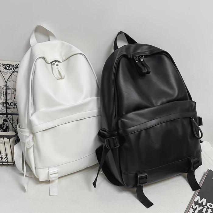 

Soft Leather Bapa ex High School Sle Simple Double oulder Men's Women's Bapa Waterproof Commuter Sle Bapa