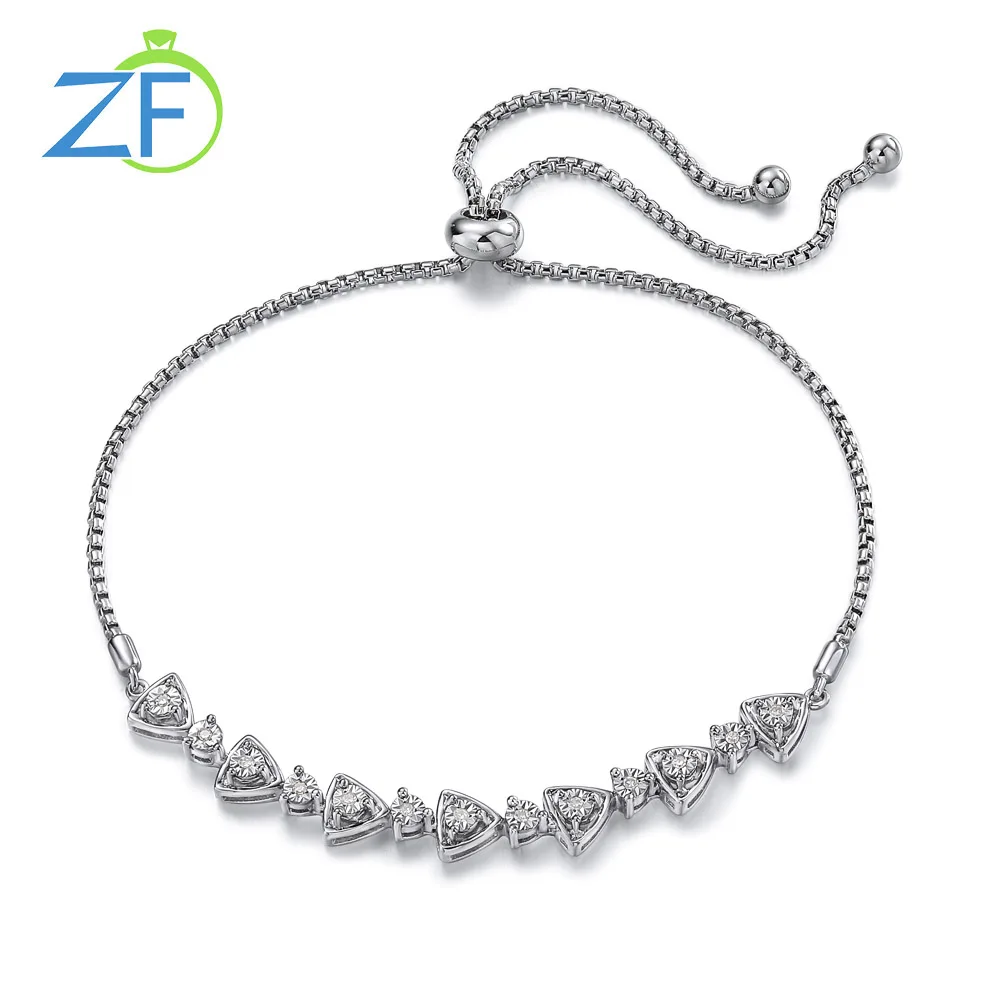 

GZ ZONGFA Pure 925 Sterling Silver Tennis Bracelet for Women 0.07ct Natural Diamond Adjustable Chain Luxury Party Fine Jewelry