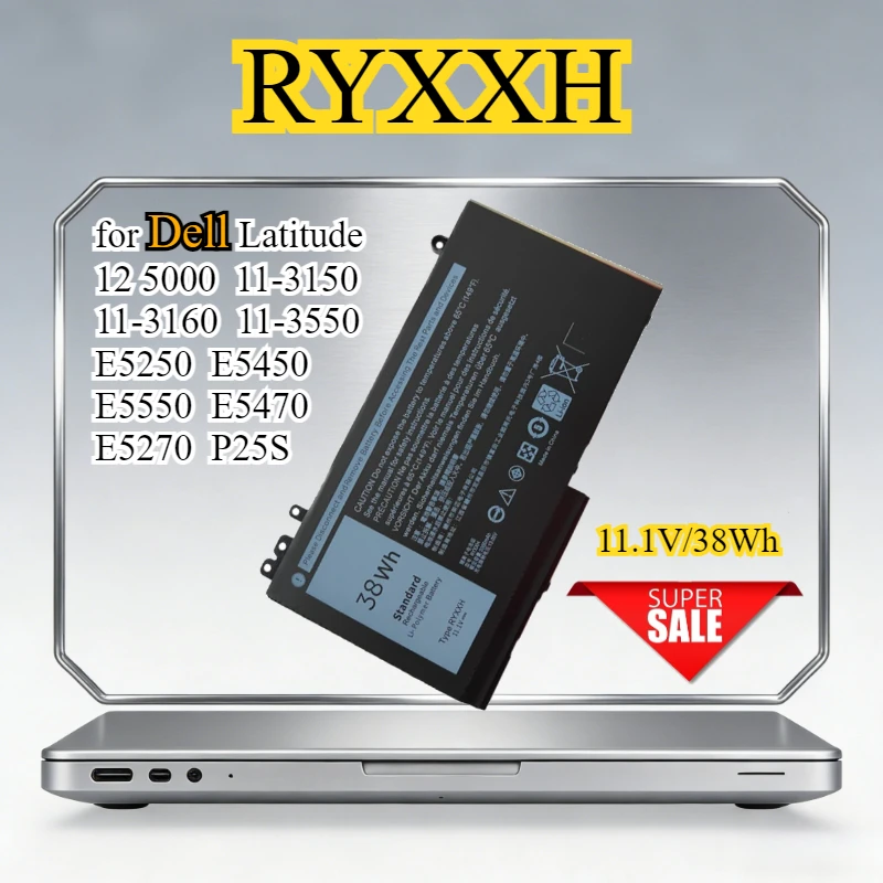 RYXXH Laptop Battery for Dell Latitude 12 5000 11-3150 11-3160 11-3550 E5250 E5450 E5550 E5470 E5270 P25S 79VRK WYJC2 Bateria