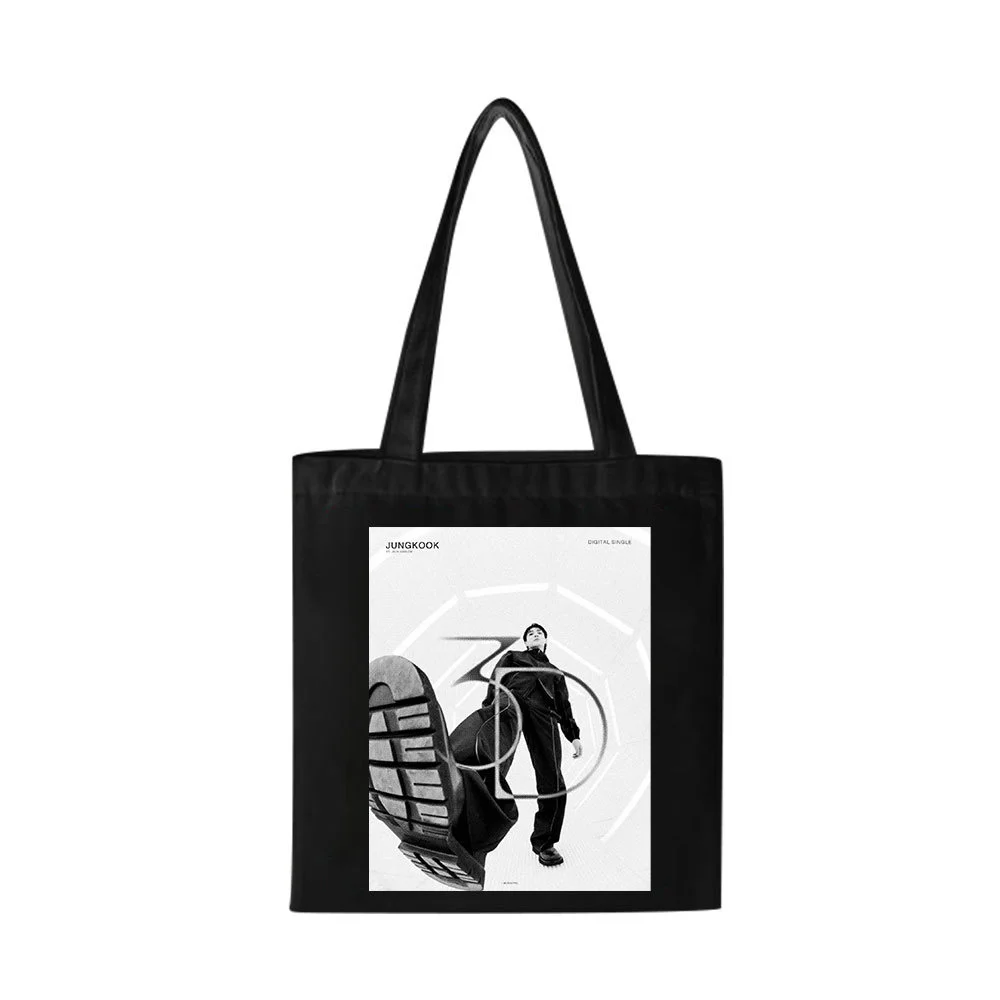 Kpop Jung Kook Canvas Bag Handbag Album Logo Printed Sign Totes Shoulder Zipper Bag School Bags Fans Gift