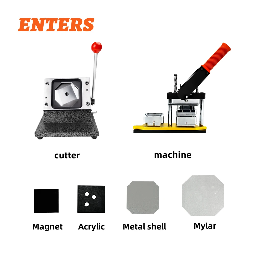 

50mm 2 in Square Fridge Magnet magnetic badge machine with 100sets materials