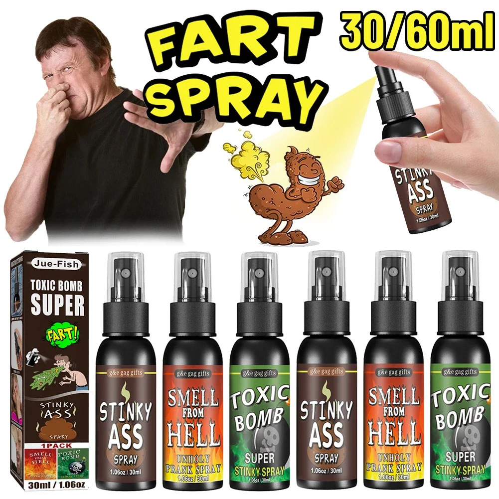 30/60ml Liquid Fart Spray Can Stink Bomb Ass-Smelly Stinky Gas Crap Gag Prank Novelties Toy Joke Halloween Gifts for Kids Adults