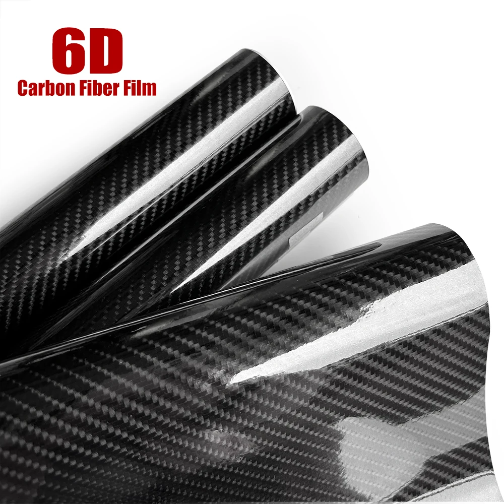 Película de lámina de vinilo de fibra de carbono 6D, película de decoración impermeable, Ultra brillante, pegatina de envoltura automática para