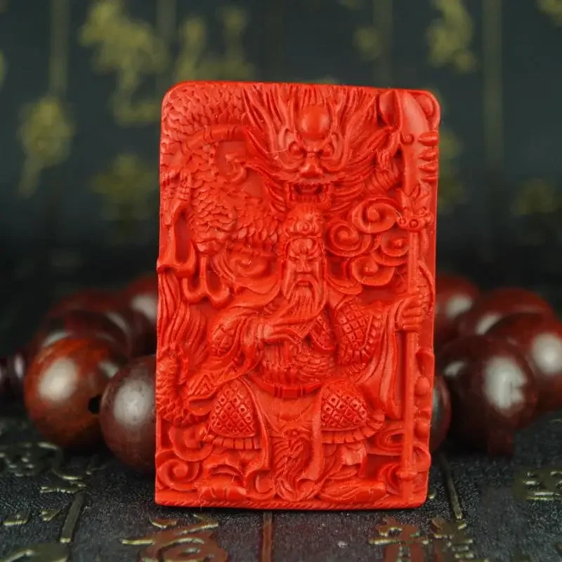 

Natural Red Cinnabar Carving Lacquer Chinese Dragon Guan Yu statue