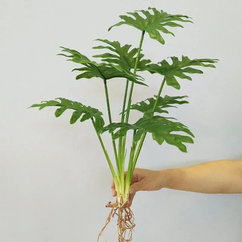32 "große Gefälschte Pflanzen Tropical Monstera Künstliche Palme Kunststoff Blatt Wasser Anlage für Büro Schreibtisch Home Garten Grün decor – Detail 10