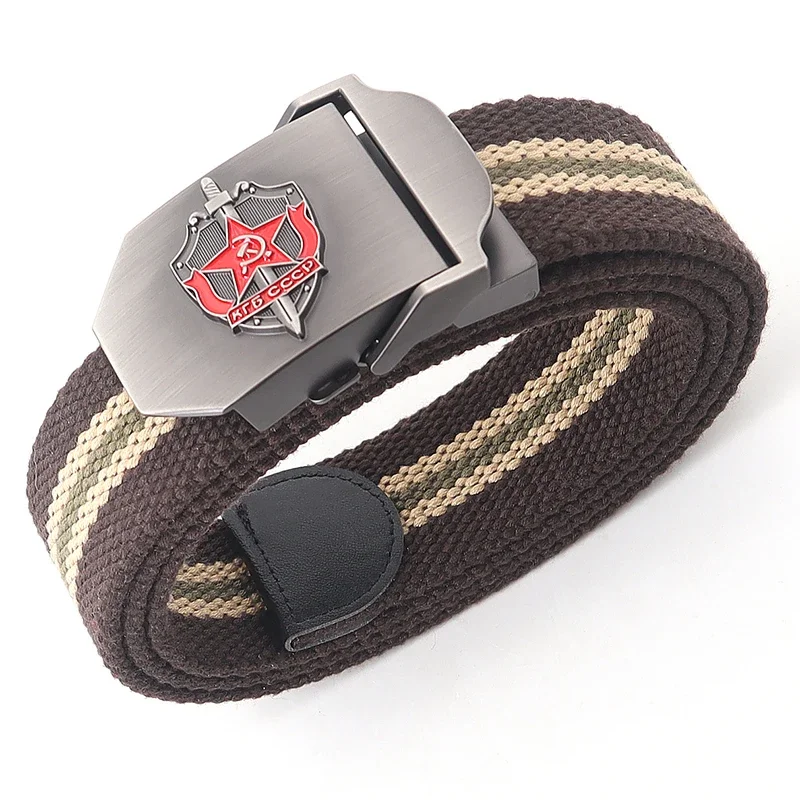 New Canvas Outdoor Tactical Army Belt 3D Soviet National Emblem Metal Buckle Unisex Jeans Belt for Men Military Belts Male Strap