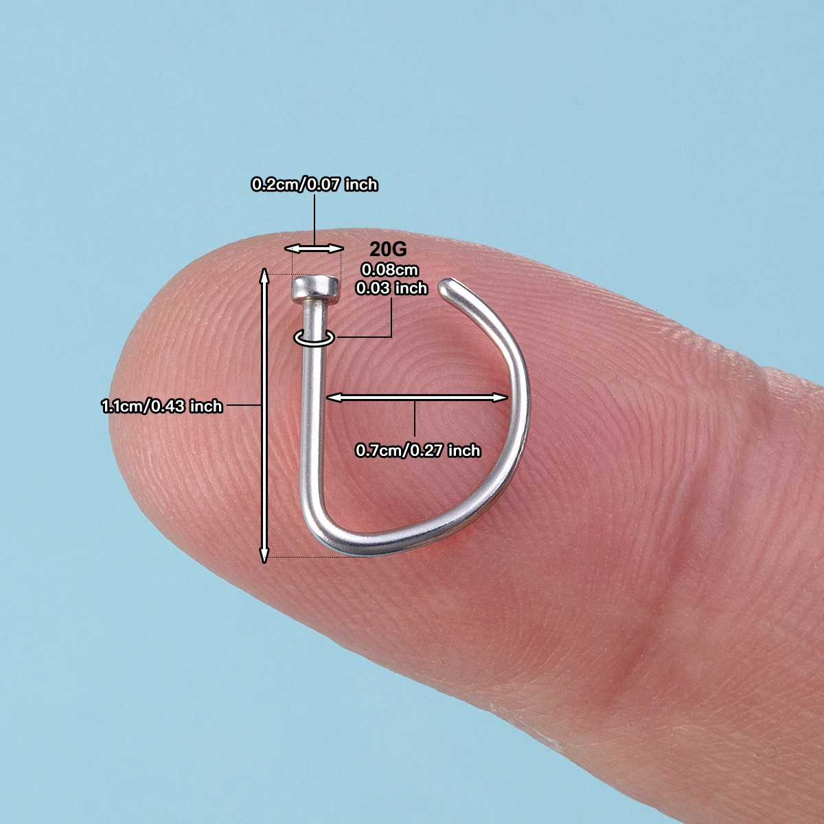 1/3pcs D-Shaped Simple False Nose Ring Stainless Steel False Lip Ring Suitable for Daily Party Wear Body Jewelry