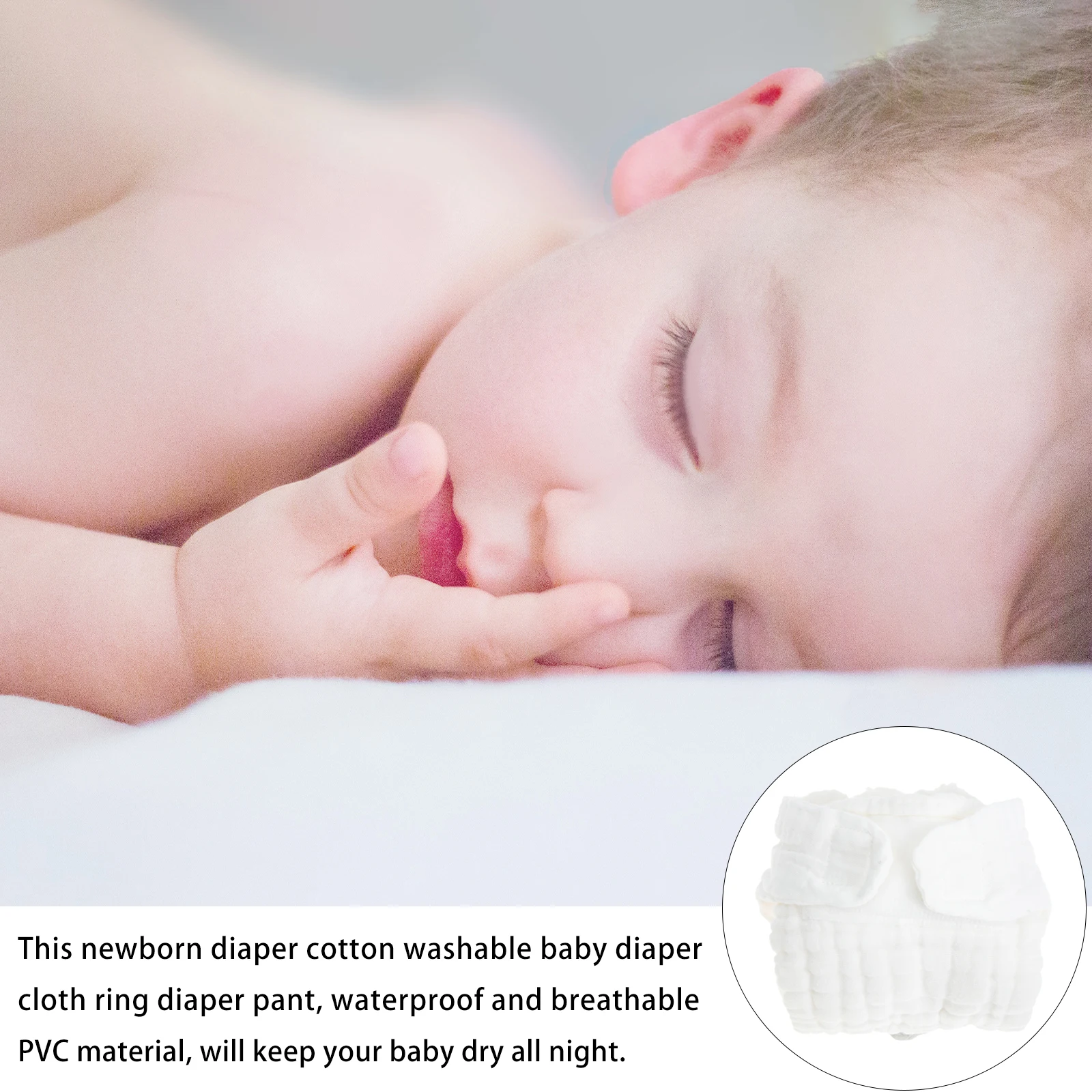 

5pcs Washable Diaper Pants Cotton Newborn Cloth Diapers Reusable WaterProof White Baby Diapers Absorbent LeakProof