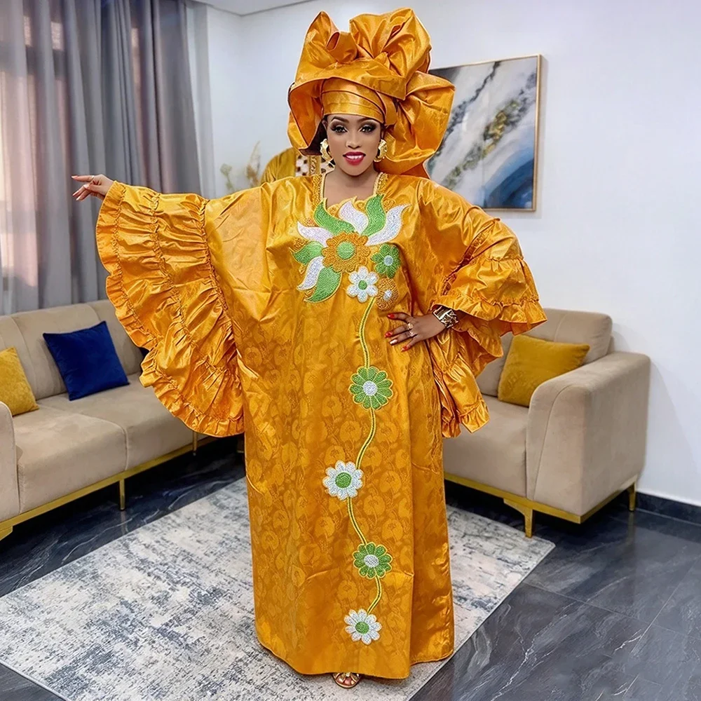Plus Size African Clothes for Women Dashiki Ankara Embroidery Evening Bazin Rich Design Wedding Party Dresses Christmas Gowns