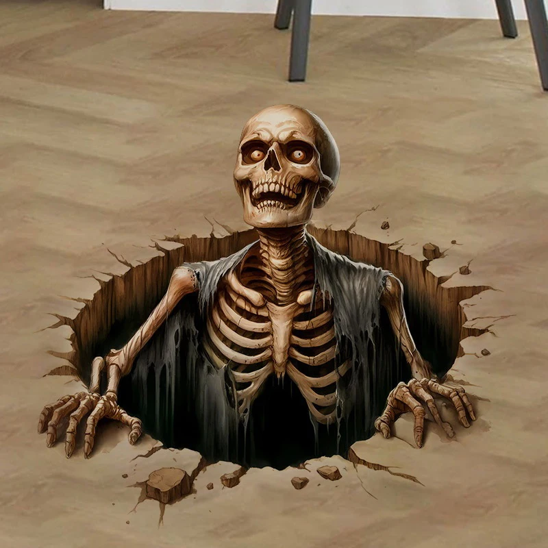 ملصقات أرضية جدارية PVC ملصقات جدار الهالوين تأثير ثلاثي الأبعاد كسر جدار الزومبي كسر ذاتية اللصق غرفة نوم غرفة المعيشة الرعب