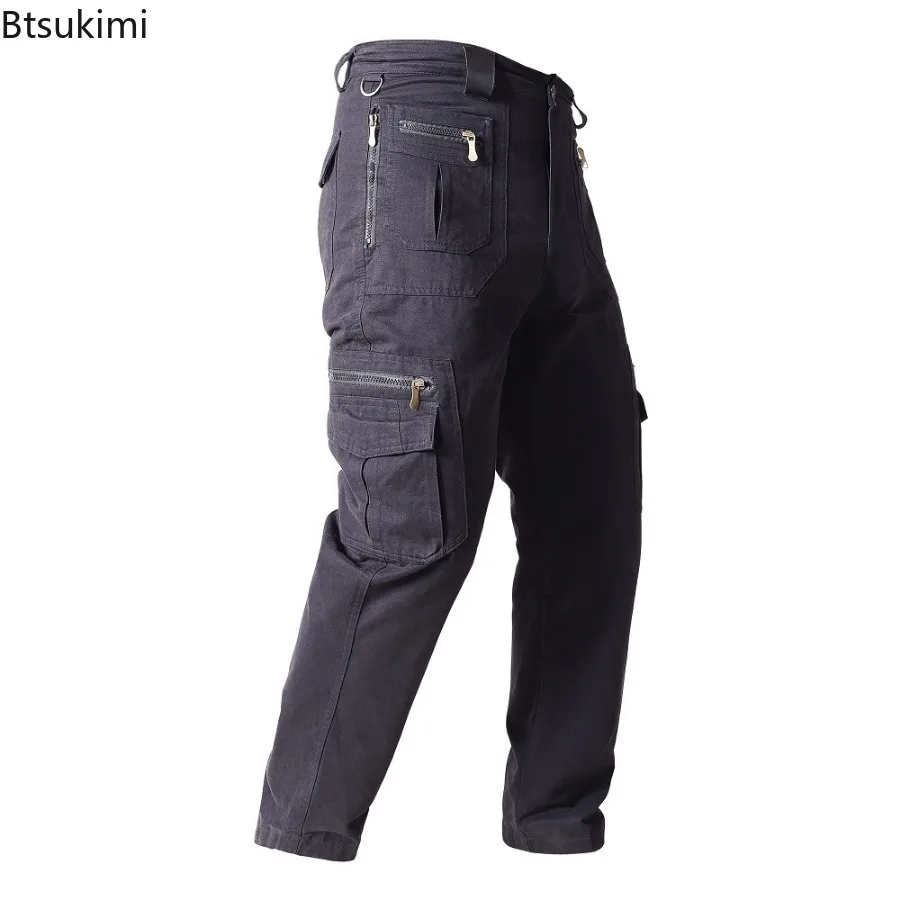 New Men's 100% Cotton Cargo Pants Fashion Multi-pockets Casual Baggy Pants Man Outdoor Tactical Training Trousers Workwear Pants