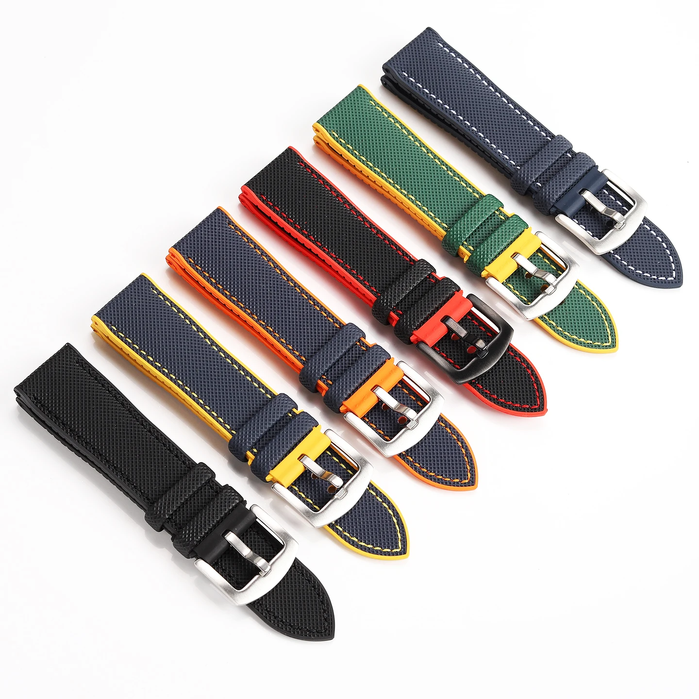 20mm 21mm 22mm 23mm 24mm Carbon Fiber Checkered FMK Strap for Seiko, Omega, Longines, IWC and Casio Watches Fluororubber Strap