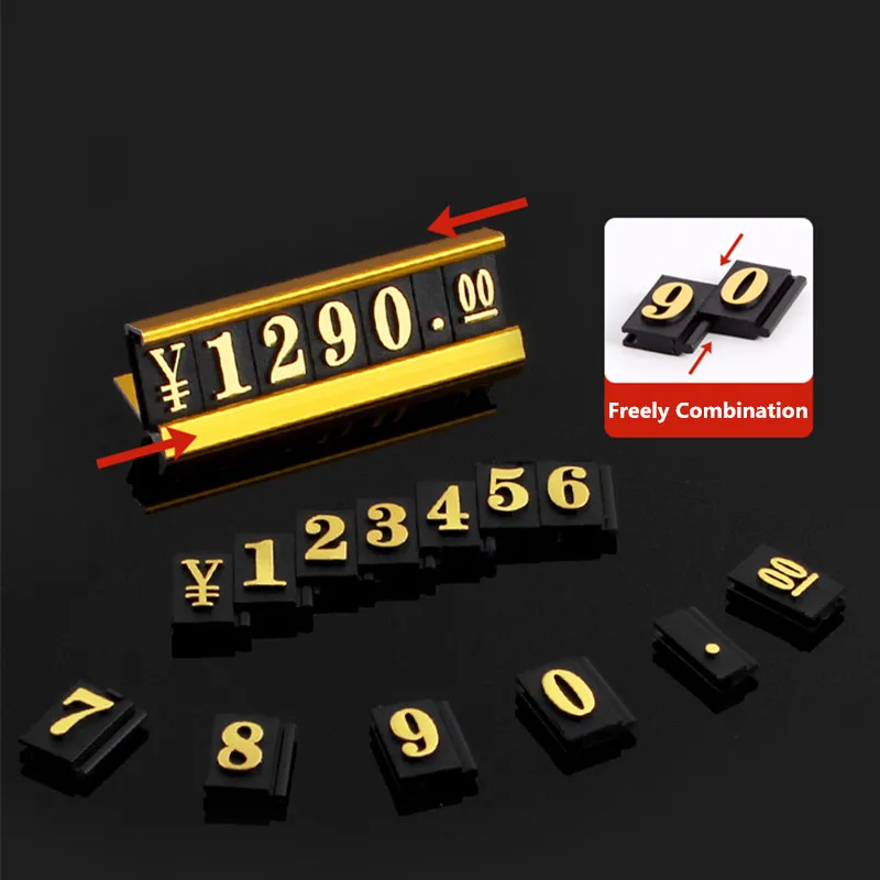 20 Sets / Box Aluminum Base Jewelry Watch Adjustable Number Price Cube Tags Digital Price Label Sign Holder Display Stand
