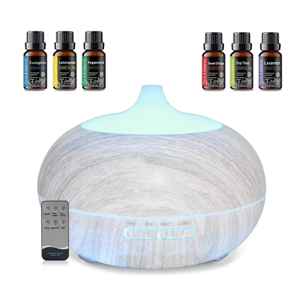 Diffusore per aromaterapia da 550 ml, telecomando, 6 oli, 7 colori LED, casa e ufficio