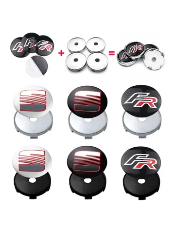 4Pcs Car Wheel Center Hub Cap Badge Tire Rim Covers Sticker For Seat FR Leon Ateca Arosa Exeo Ibiza Cupra MK1 Toledo Accessories