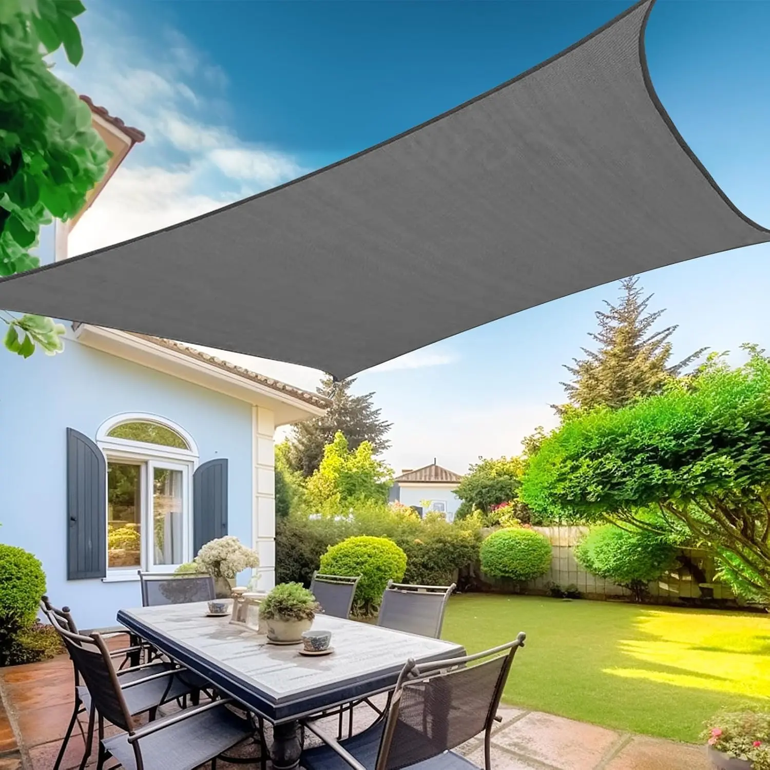 Curved Sun Shade Sail 20'x26' Dark Gray Rectangle UV Block Canopy for Patio Garden Backyard Heavy Duty Permeable 185GSM Custom Size