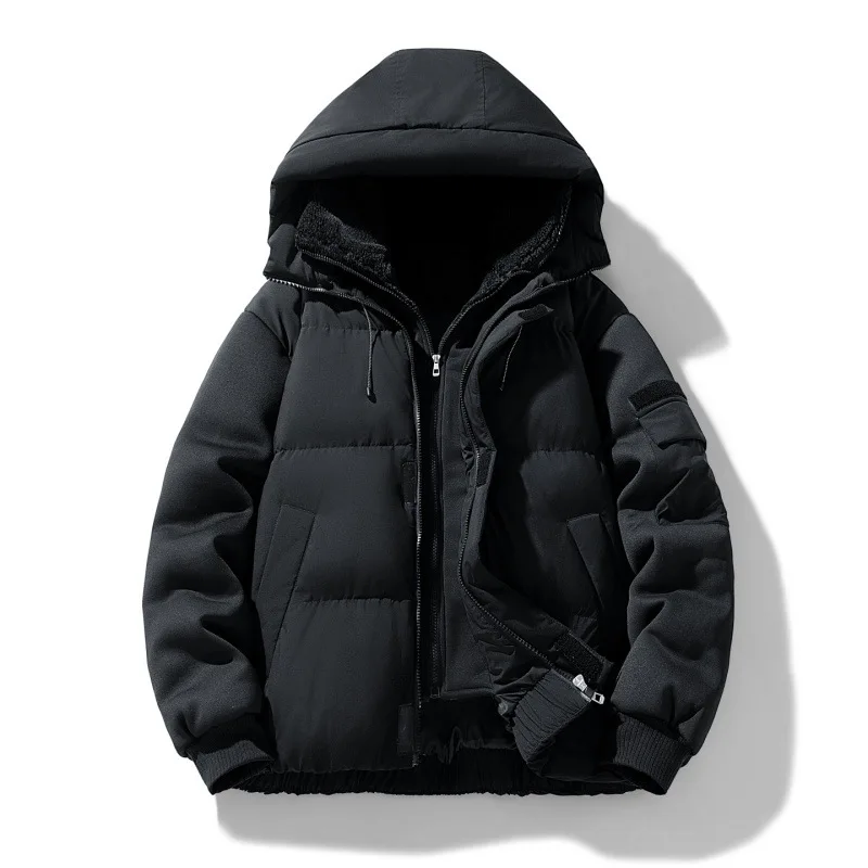 Fake Two-piece Hooded Cotton-padded Clothes Men's Winter New Cotton-padded Fashionable and Casual Thickened Bread Clothes