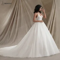 BEPEITHY Customized Deep V Neck Ivory Wedding Dresses For Women Bride 2024 Sleeveless Glitter Bridal Gown Vestidos De Novia - Image 4