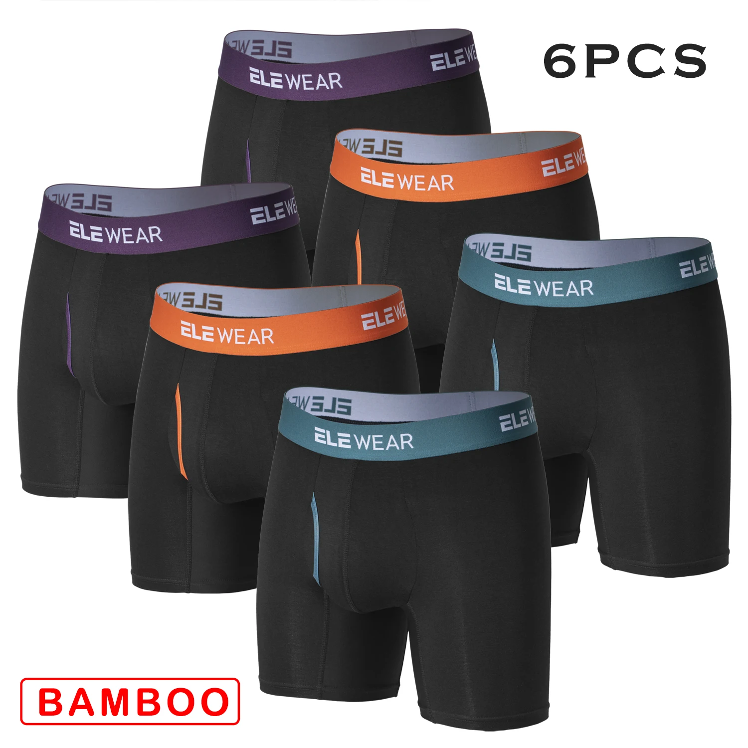 6 قطعة ملابس داخلية للرجال من الخيزران مع فتحة قابلة للتنفس سراويل داخلية للرجال سراويل تحتية مقاس كبير سراويل داخلية عصرية موجزة