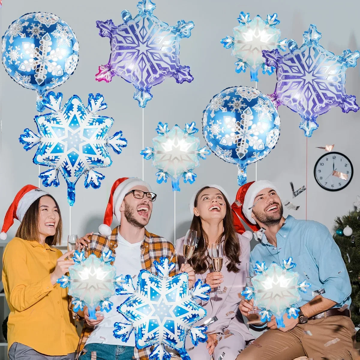 10 PCS Ice and Snow themed Balloons Set Winter Snowflakes Christmas Balloon Decoration Frozen Wonderland hanging  ballons view 6
